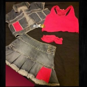 4 piece denim Tennis skirt set